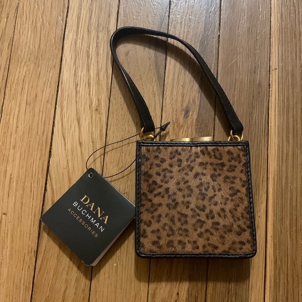 Dana Buchman Leopard Print Mini Bag in Brown and Black